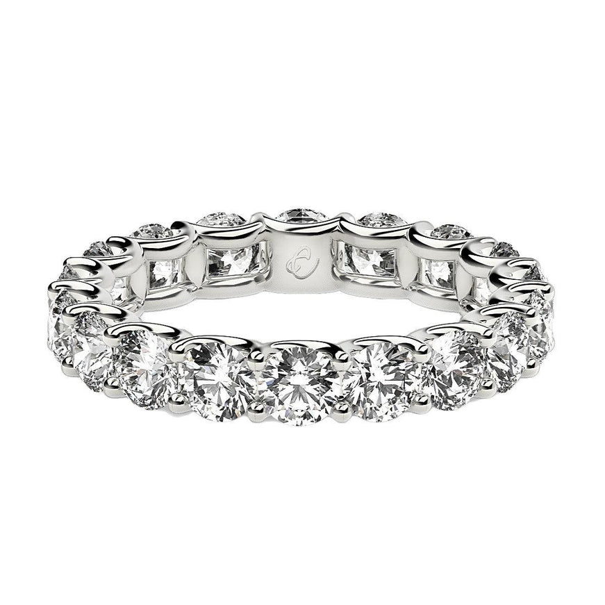 Round Cut Lab Grown Diamond Eternity Ring in 14k White Gold (2 cttw FG/VS2) - Ellie Belle