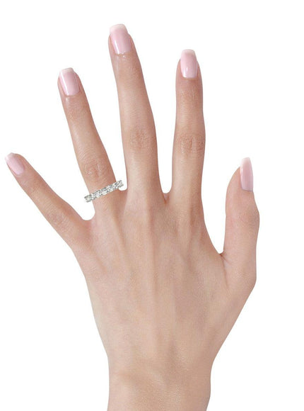 Round Cut Lab Grown Diamond Eternity Ring in 14k White Gold (2 cttw FG/VS2) - Ellie Belle