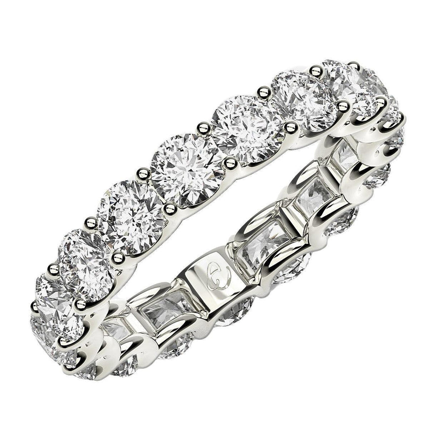 Round Cut Lab Grown Diamond Eternity Ring in 14k White Gold (3 cttw FG/VS2) - Ellie Belle