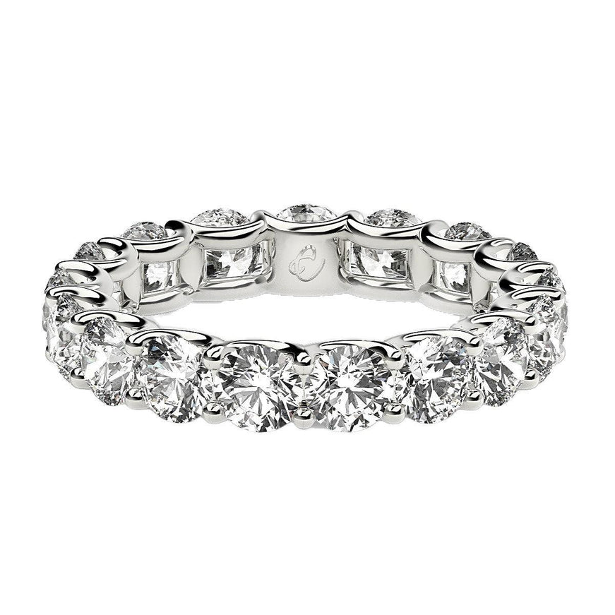 Round Cut Lab Grown Diamond Eternity Ring in 14k White Gold (3 cttw FG/VS2) - Ellie Belle