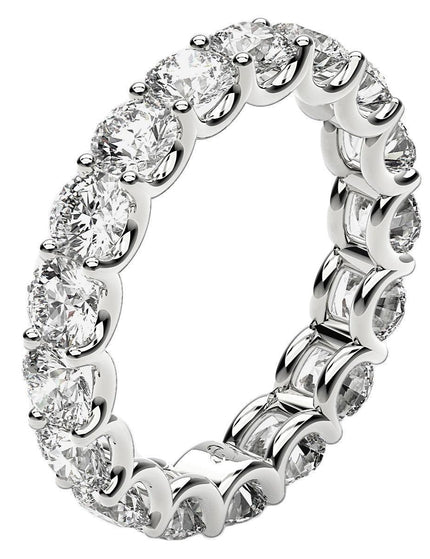 Round Cut Lab Grown Diamond Eternity Ring in 14k White Gold (3 cttw FG/VS2) - Ellie Belle