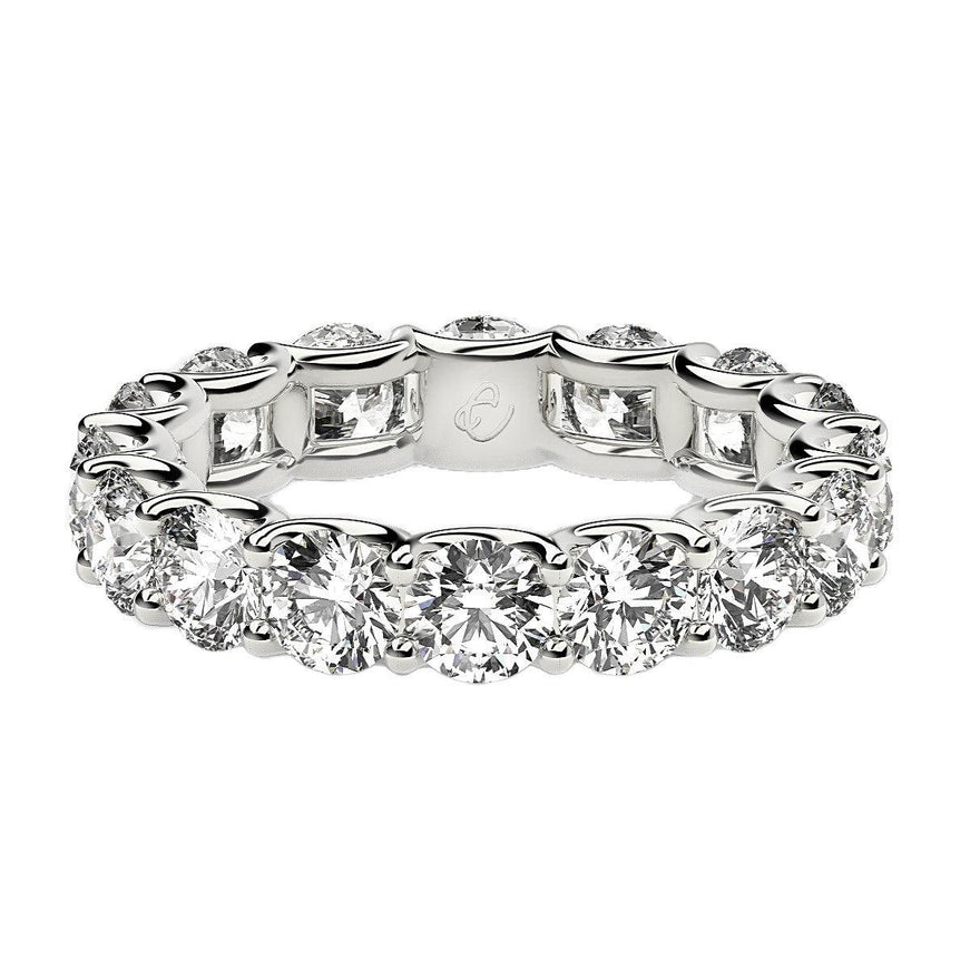 Round Cut Lab Grown Diamond Eternity Ring in 14k White Gold (4 cttw FG/VS2) - Ellie Belle