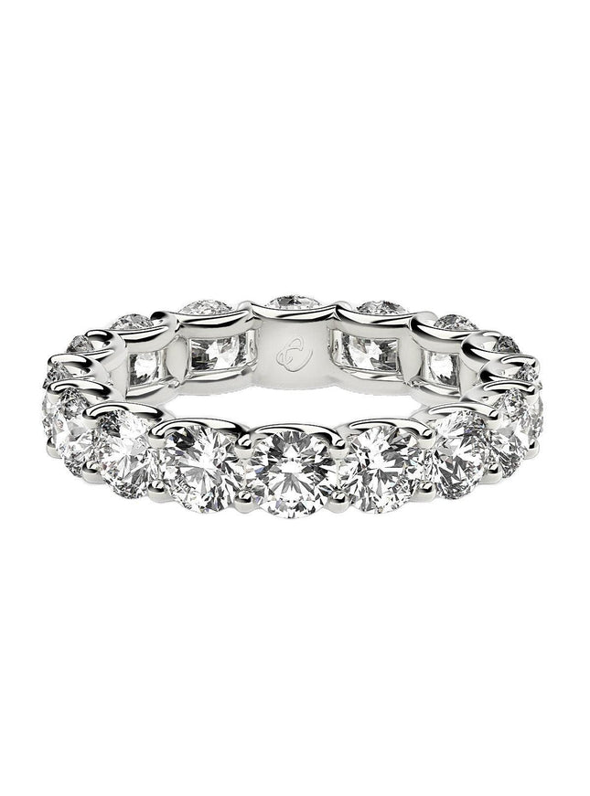 Round Cut Lab Grown Diamond Eternity Ring in 14k White Gold (4 cttw FG/VS2) - Ellie Belle
