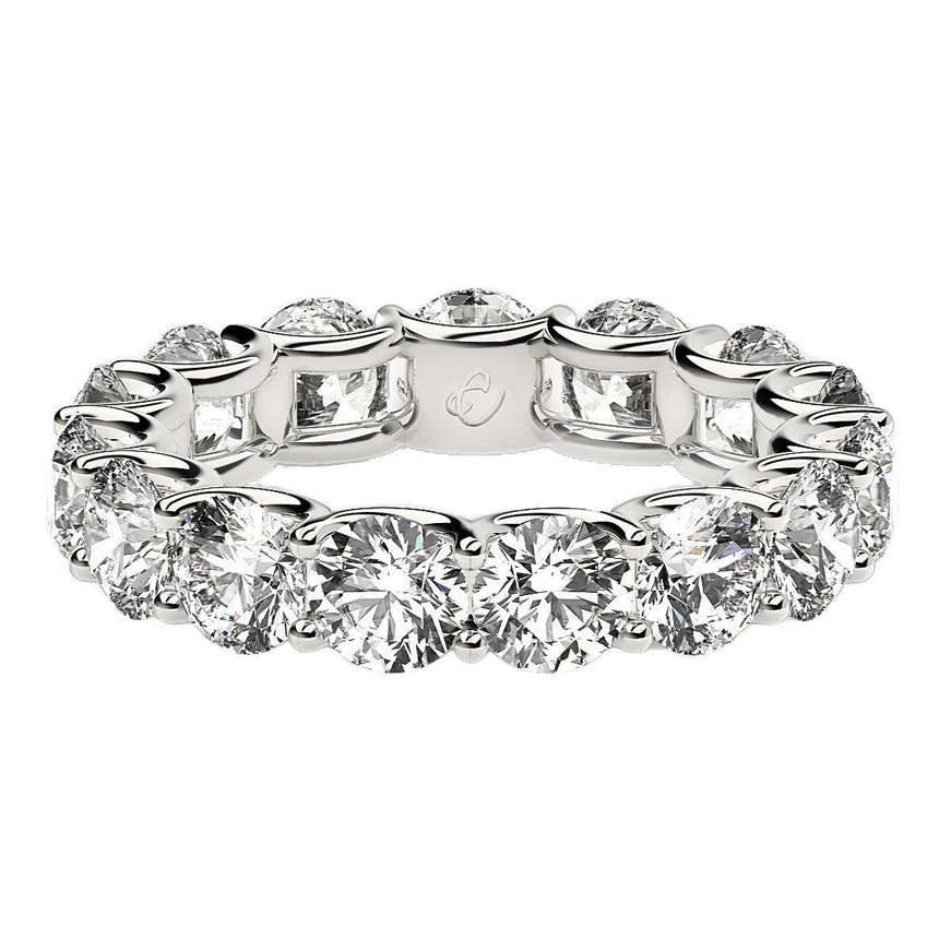 Round Cut Lab Grown Diamond Eternity Ring in 14k White Gold (5 cttw FG/VS2) - Ellie Belle