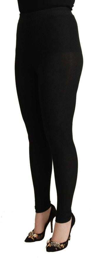 Dolce & Gabbana Black Cashmere Stretch Waist Tights Pants - Ellie Belle