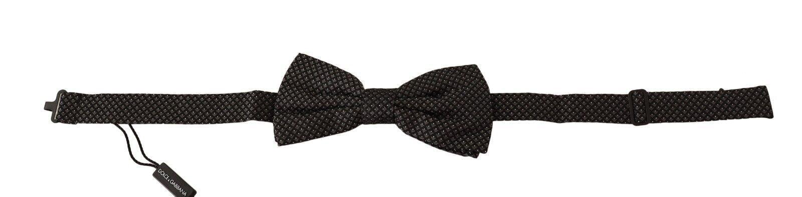 Dolce & Gabbana Black Patterned Silk Adjustable Neck Papillon Bow Tie - Ellie Belle