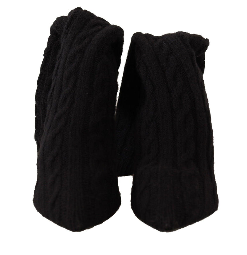 Dolce & Gabbana Black Stretch Socks Knee High Booties Shoes - Ellie Belle