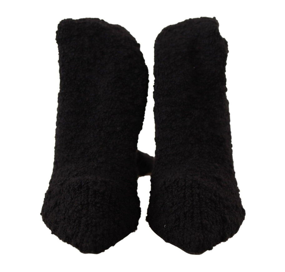 Dolce & Gabbana Black Stretch Socks Knee High Booties Shoes - Ellie Belle