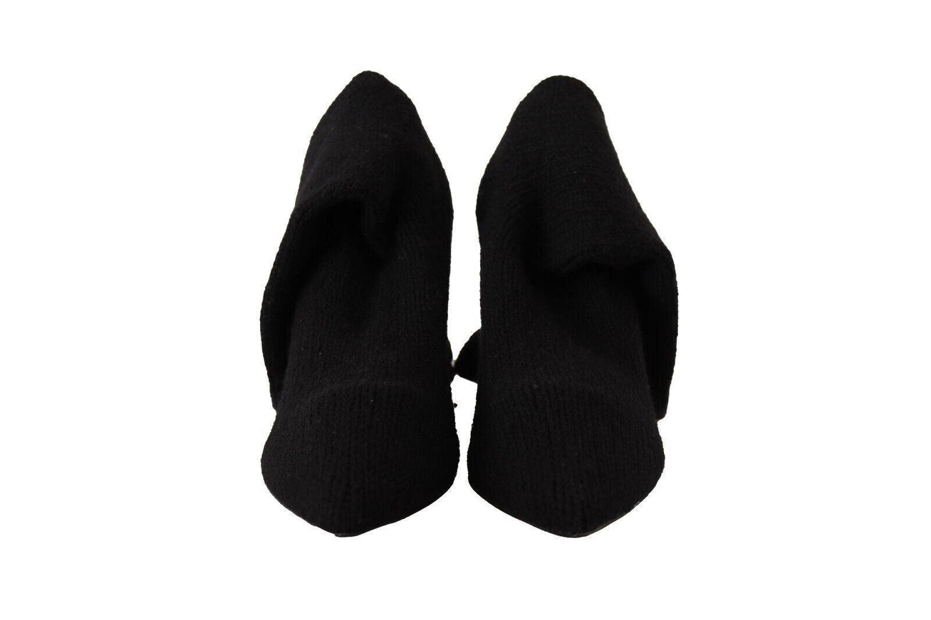 Dolce & Gabbana Black Stretch Socks Knee High Booties Shoes - Ellie Belle