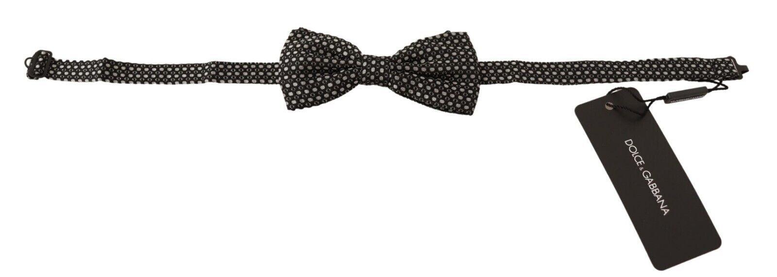 Dolce & Gabbana Black Patterned Adjustable Neck Papillon Bow Tie - Ellie Belle