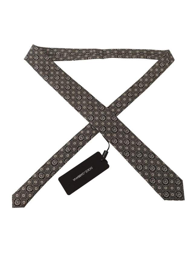 Dolce & Gabbana Black White Fantasy Print Silk Adjustable Accessory Tie - Ellie Belle