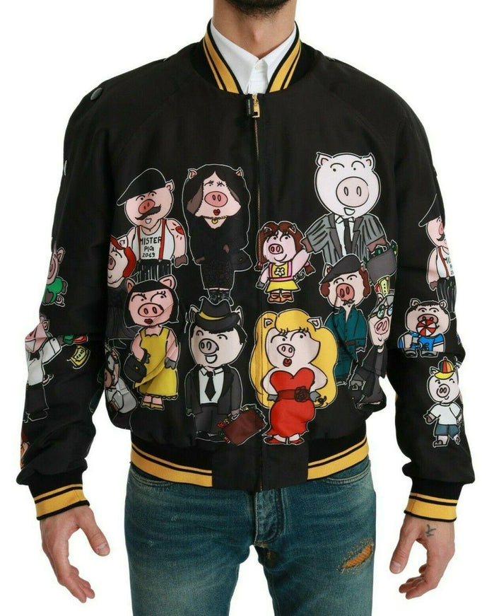 Dolce & Gabbana Black YEAR OF THE PIG Bomber Jacket - Ellie Belle