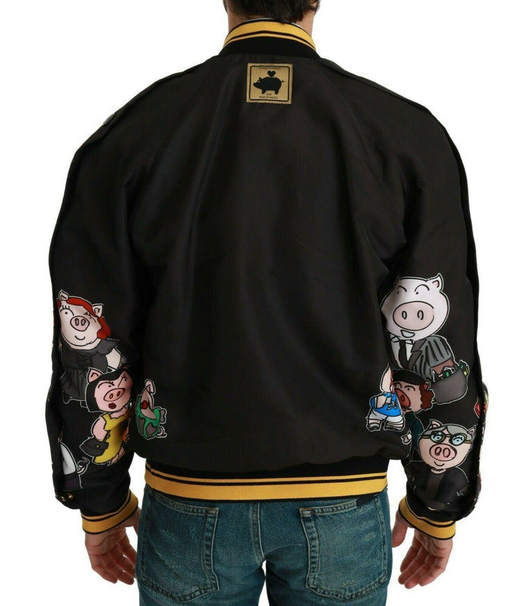 Dolce & Gabbana Black YEAR OF THE PIG Bomber Jacket - Ellie Belle