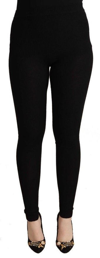 Dolce & Gabbana Black Cashmere Stretch Waist Tights Pants - Ellie Belle