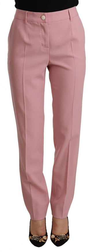 Dolce & Gabbana Pink Wool Stretch High Waist Trouser Pants - Ellie Belle