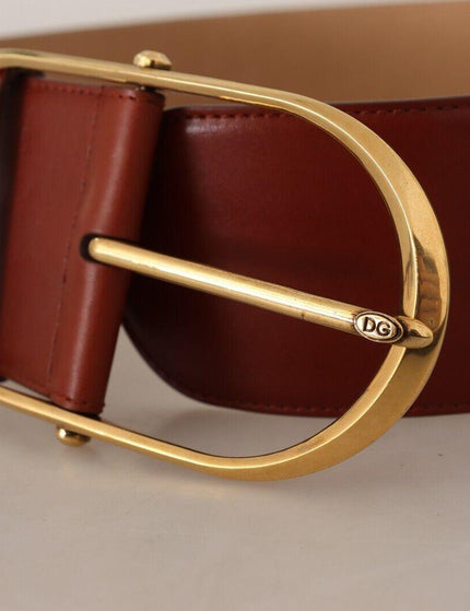 Dolce & Gabbana Maroon Leather Gold Metal Oval Buckle Belt - Ellie Belle