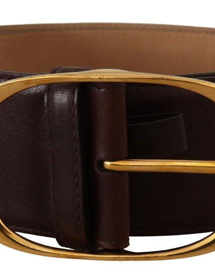 Dolce & Gabbana Dark Brown Leather Gold Metal Buckle Belt - Ellie Belle