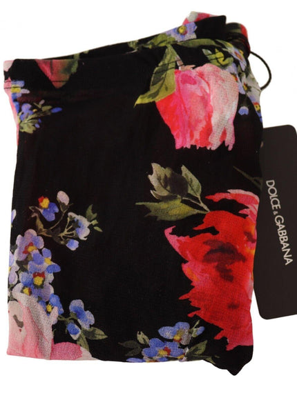 Dolce & Gabbana Black Floral Print Tights Nylon Stockings - Ellie Belle