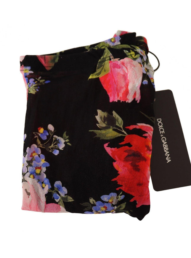 Dolce & Gabbana Black Floral Print Tights Nylon Stockings - Ellie Belle