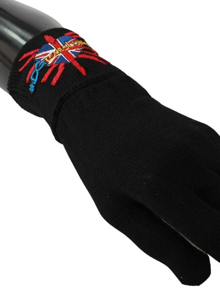 Dolce & Gabbana Black #DGLovesLondon Embroidered Wool Gloves - Ellie Belle