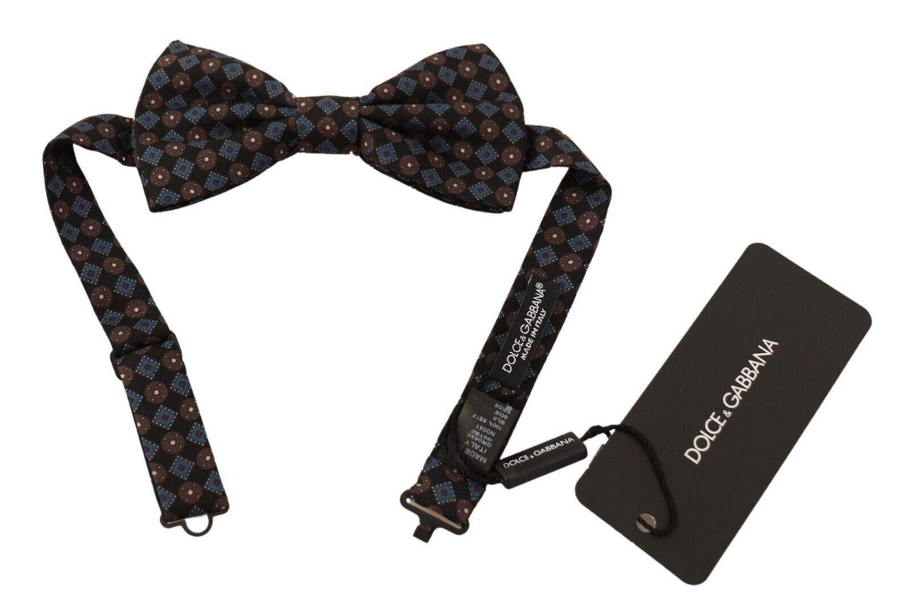 Dolce & Gabbana Black Patterned Silk Adjustable Neck Papillon Bow Tie - Ellie Belle