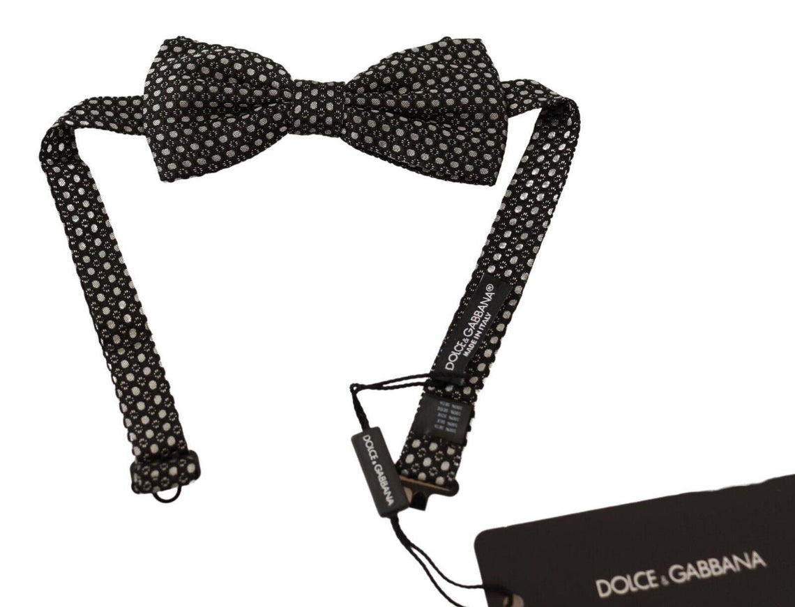 Dolce & Gabbana Black Patterned Adjustable Neck Papillon Bow Tie - Ellie Belle