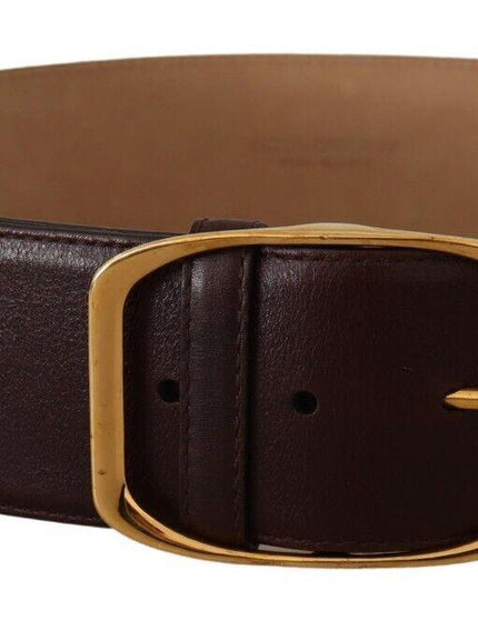 Dolce & Gabbana Dark Brown Leather Gold Metal Buckle Belt - Ellie Belle