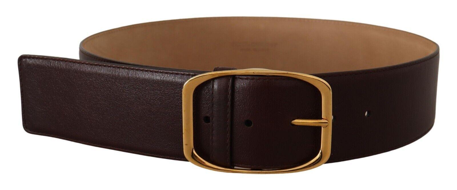 Dolce & Gabbana Dark Brown Leather Gold Metal Buckle Belt - Ellie Belle