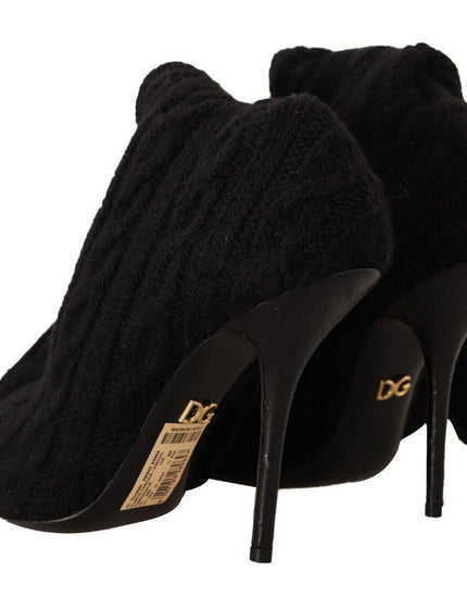 Dolce & Gabbana Black Stretch Socks Knee High Booties Shoes - Ellie Belle