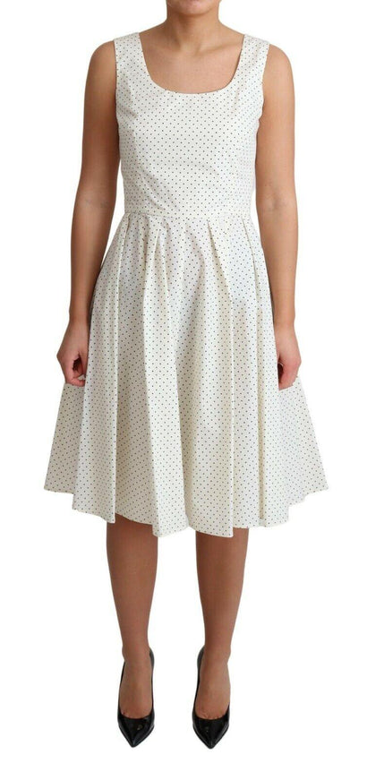 Dolce & Gabbana White Polka Dotted Cotton A-Line Dress - Ellie Belle