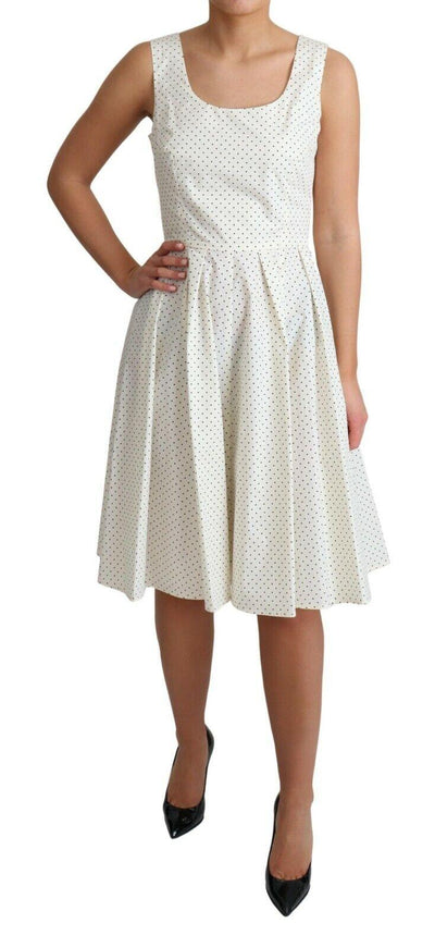 Dolce & Gabbana White Polka Dotted Cotton A-Line Dress - Ellie Belle