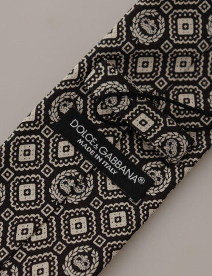 Dolce & Gabbana Black White Fantasy Print Silk Adjustable Accessory Tie - Ellie Belle
