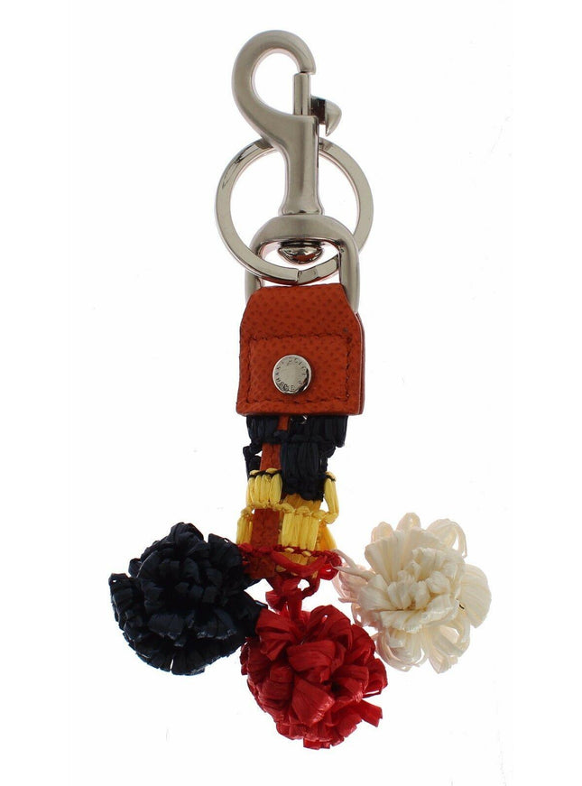 Dolce & Gabbana Multicolor Raffia Leather Clasp Finder Chain Keyring - Ellie Belle