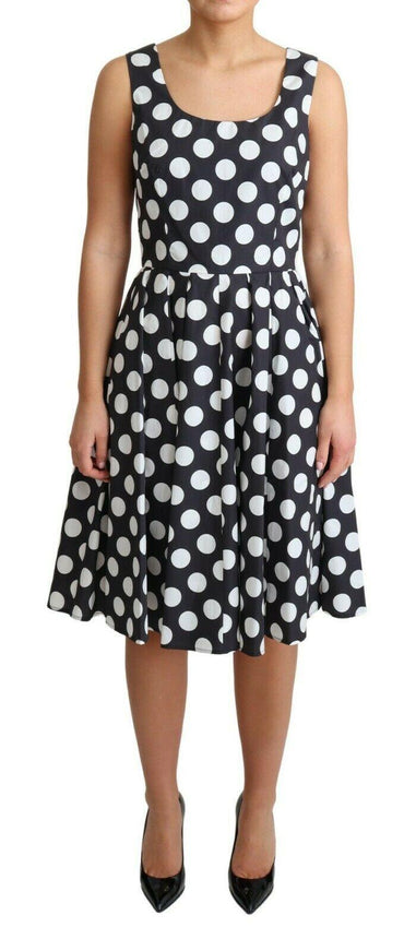 Dolce & Gabbana Black Polka Dotted Cotton A-Line Dress - Ellie Belle