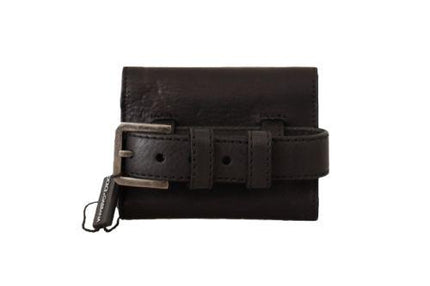 Dolce & Gabbana Black Leather Trifold Purse Belt Strap Multi Kit Wallet - Ellie Belle