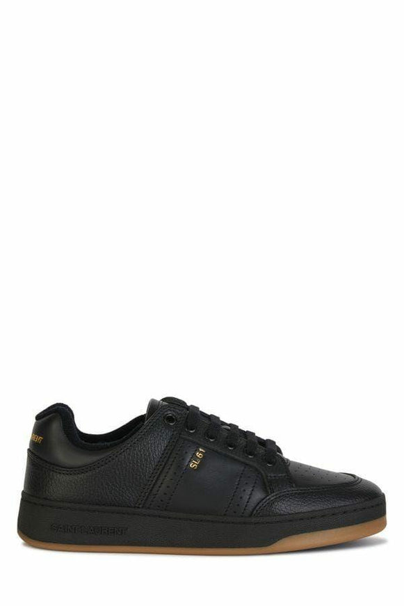 Saint Laurent Black Calf Leather Low Top Sneakers - Ellie Belle