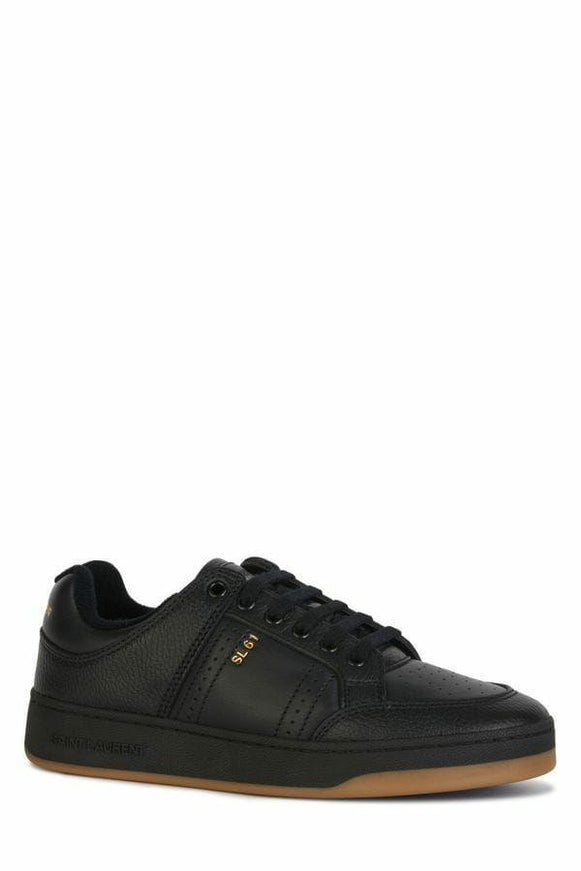 Saint Laurent Black Calf Leather Low Top Sneakers - Ellie Belle