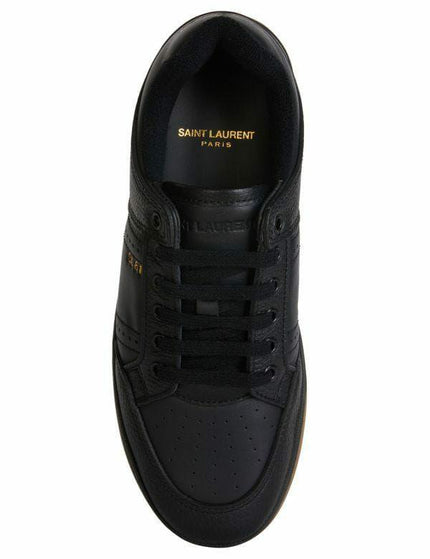 Saint Laurent Black Calf Leather Low Top Sneakers - Ellie Belle