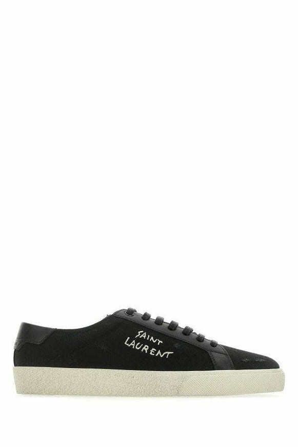 Saint Laurent Black Canvas & Leather Low Top Sneakers - Ellie Belle