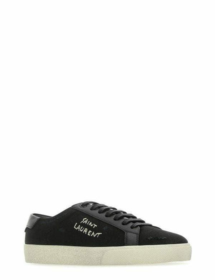 Saint Laurent Black Canvas & Leather Low Top Sneakers - Ellie Belle