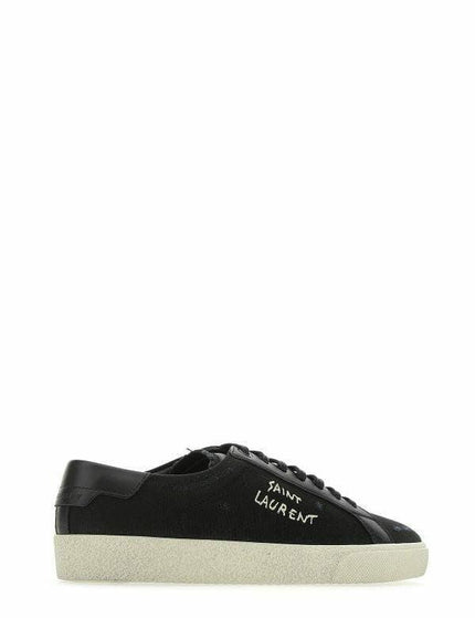Saint Laurent Black Canvas & Leather Low Top Sneakers - Ellie Belle