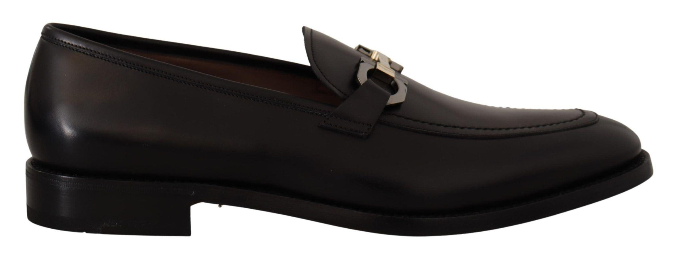 Salvatore Ferragamo Black Calf Leather Moccasin Formal Shoes - Ellie Belle