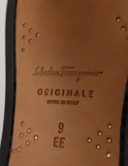 Salvatore Ferragamo Black Calf Leather Moccasin Formal Shoes - Ellie Belle