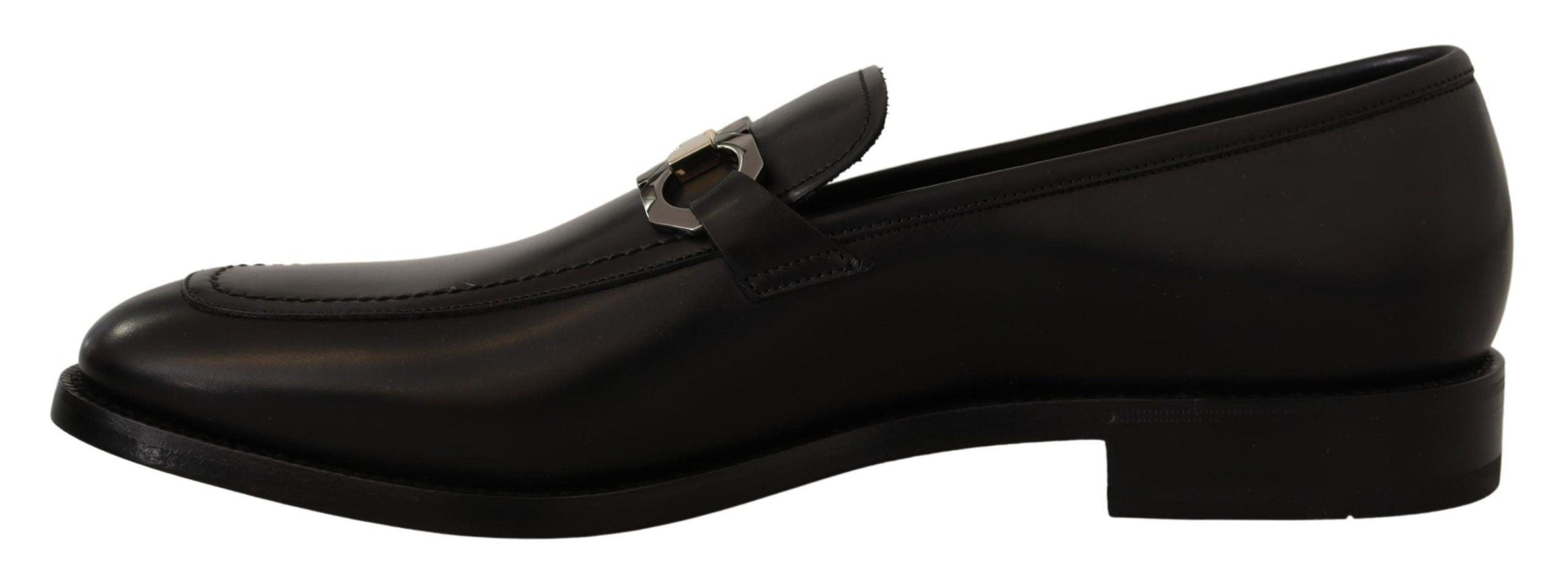 Salvatore Ferragamo Black Calf Leather Moccasin Formal Shoes - Ellie Belle