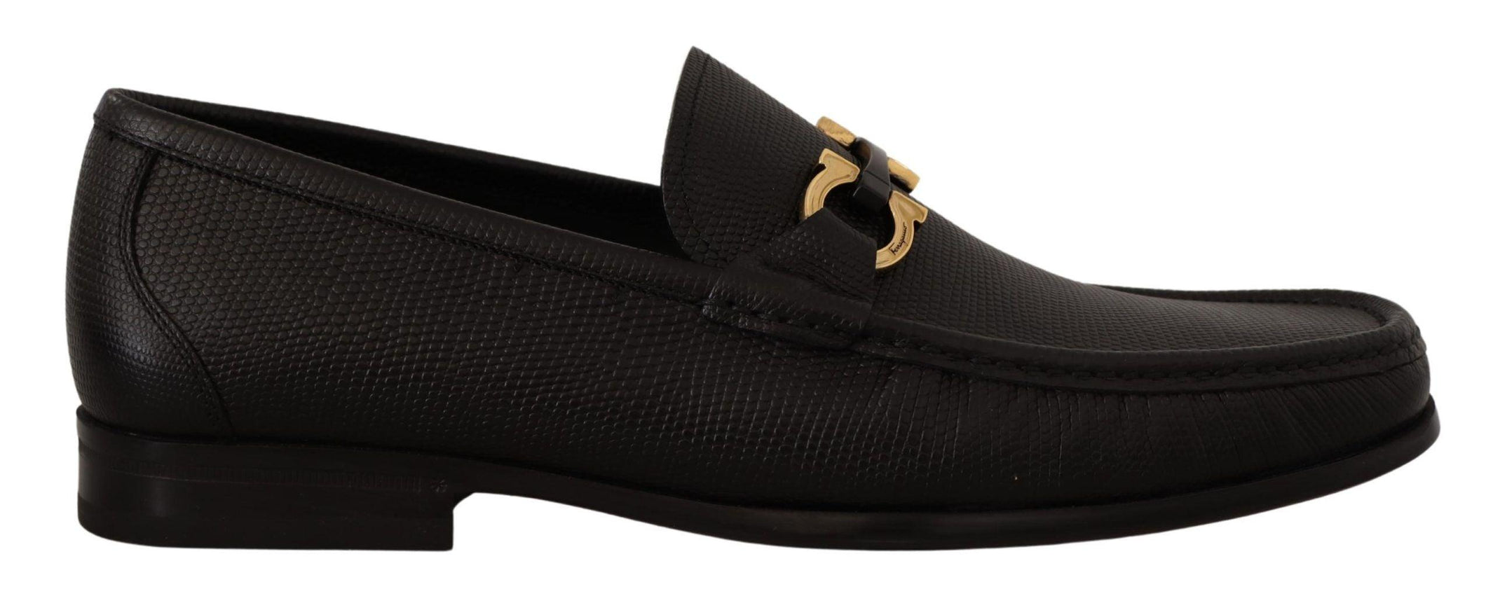 Salvatore Ferragamo Black Calf Leather Moccasins Loafers Shoes - Ellie Belle