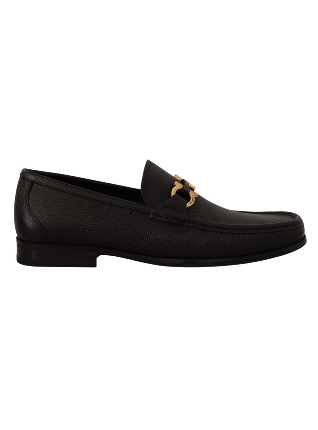Salvatore Ferragamo Black Calf Leather Moccasins Loafers Shoes - Ellie Belle