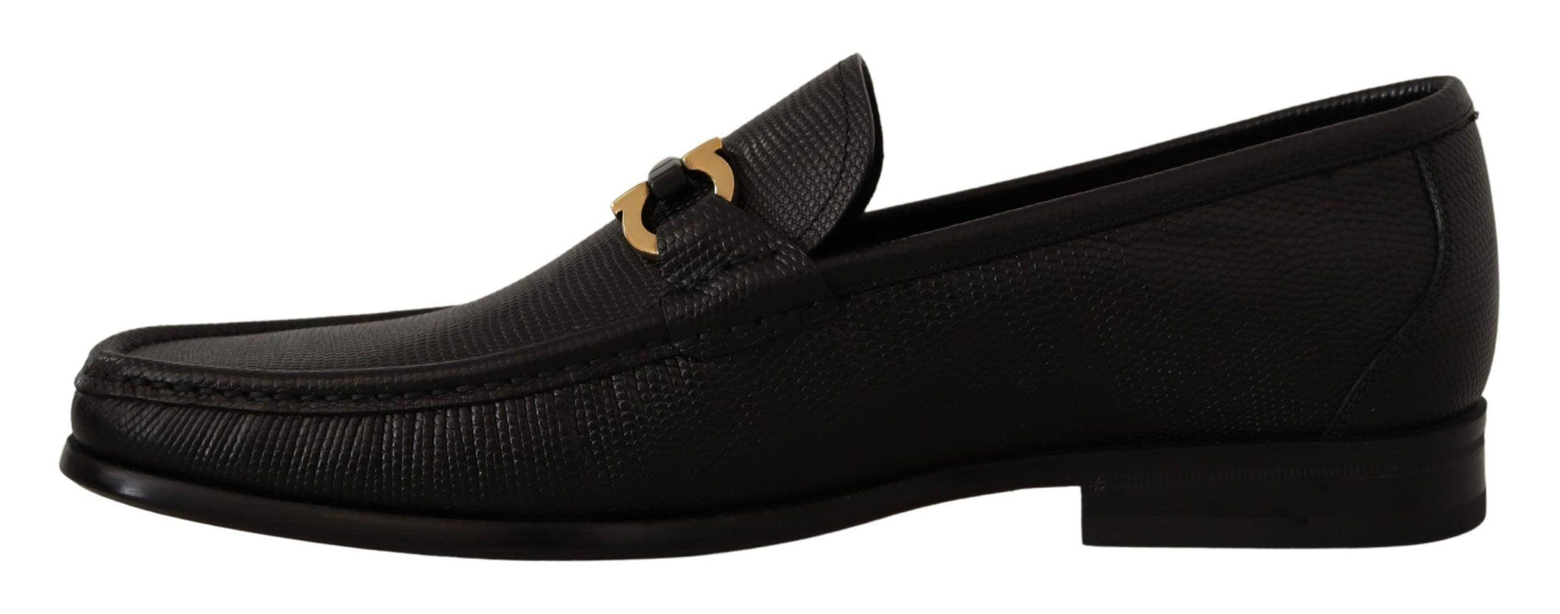 Salvatore Ferragamo Black Calf Leather Moccasins Loafers Shoes - Ellie Belle