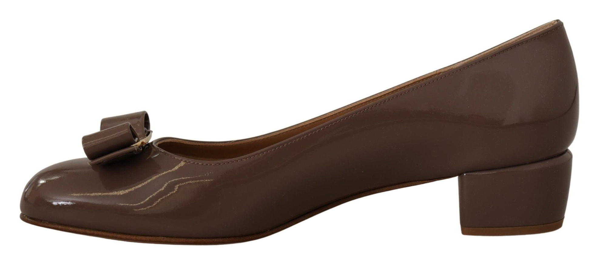 Salvatore Ferragamo Brown Naplak Calf Leather Pumps Shoes - Ellie Belle