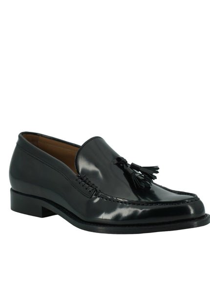 Saxone of Scotland Black Spazzolato Leather Mens Loafers Shoes - Ellie Belle