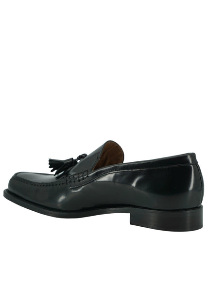 Saxone of Scotland Black Spazzolato Leather Mens Loafers Shoes - Ellie Belle
